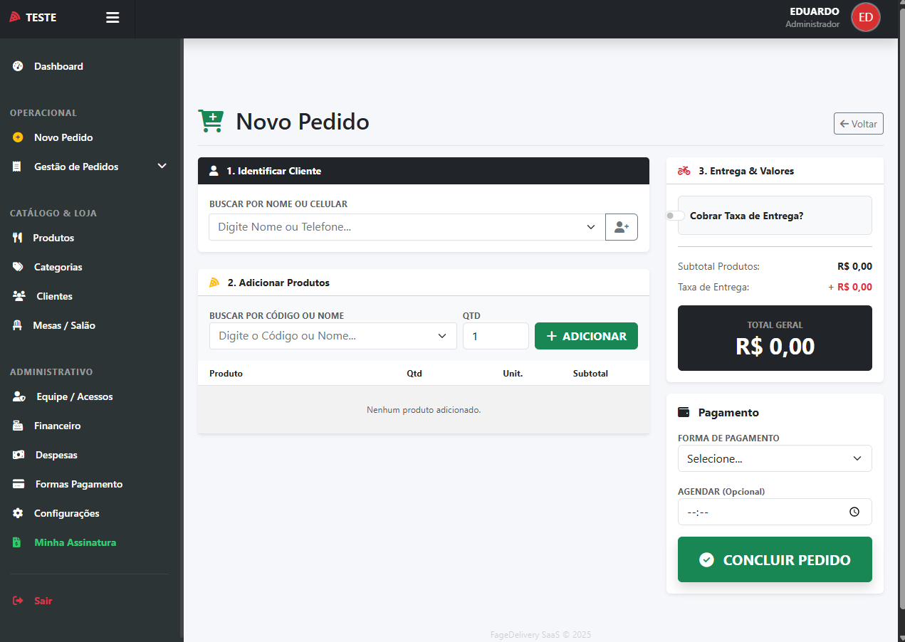 Novo Pedido